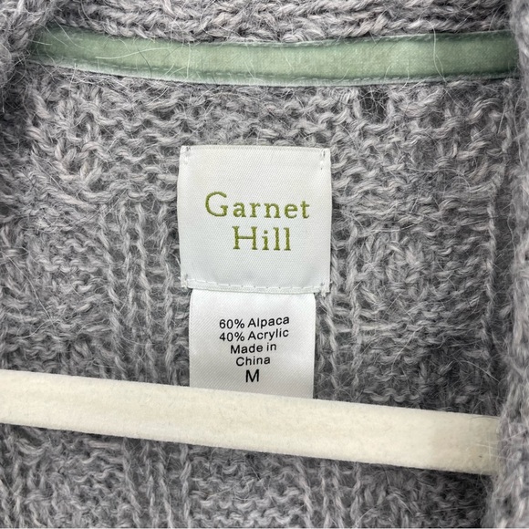 Garnet Hill Alpaca blend open long duster cardigan knit crochet sweater gray M - Picture 2 of 6